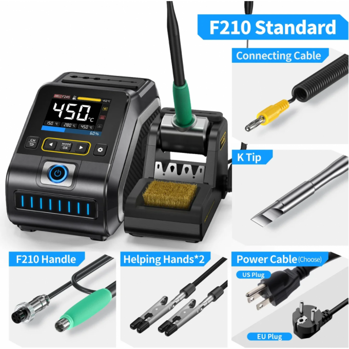 Паяльная станция FNIRSI DWS-200 F210 S цифровая 200 Вт с паяльником F210 DWS-200-F210-S