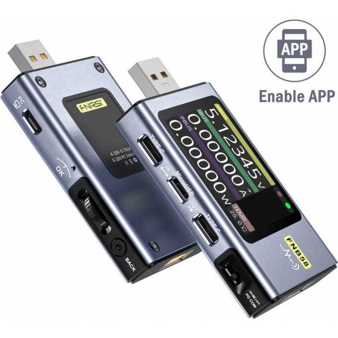 USB-тестер FNIRSI с TFT-LCD дисплеем и поддержкой протоколов быстрой зарядки FNB58