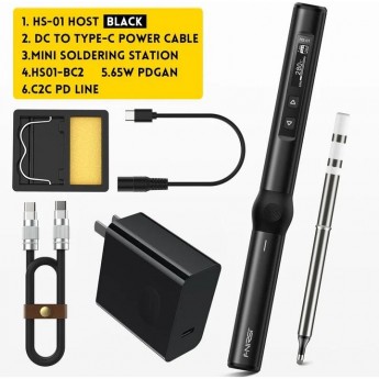 Паяльник портативный USB FNIRSI HS-01 BKM 96 Вт 24 В Паяльник портативный USB FNIRSI HS-01 BKM 96 Вт 24 В