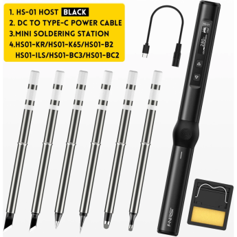 Паяльник портативный FNIRSI HS-01 USB Type-C 96 Вт 24 В с OLED-дисплеем HS-01-BKT Паяльник портативный FNIRSI HS-01 USB Type-C 96 Вт 24 В с OLED-дисплеем HS-01-BKT