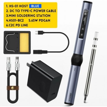 Паяльник портативный FNIRSI HS-01 USB Type-C 96 Вт 24 В с OLED-дисплеем HS-01-BLM Паяльник портативный FNIRSI HS-01 USB Type-C 96 Вт 24 В с OLED-дисплеем HS-01-BLM